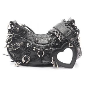 Balenciaga LE CAGOLE Shoulder Bag Leather Black